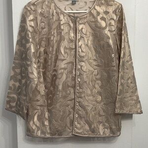 Elegant JM Collection Golden/Cream Sheer Jacket Size PM
